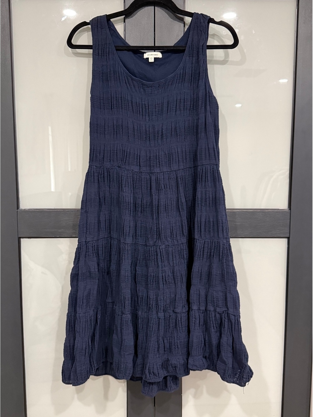 Max Studio Navy Tiered Midi Dress – Size Large